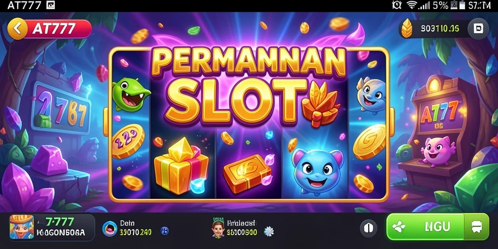 Tampilan gameplay slot seru AT777 yang penuh warna.