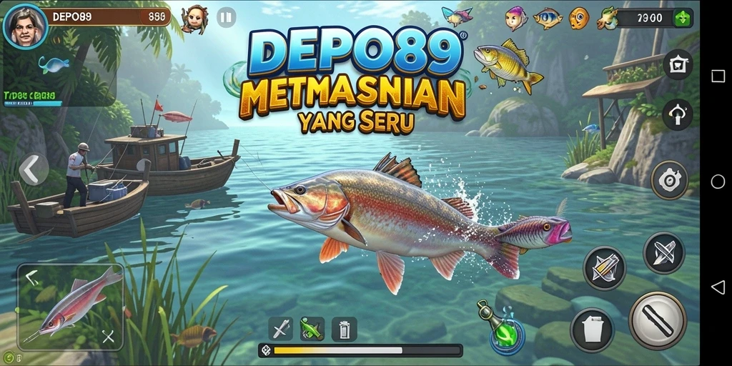 Gameplay DEPO89 menampilkan aksi memancing yang mendebarkan dengan ikan beragam.