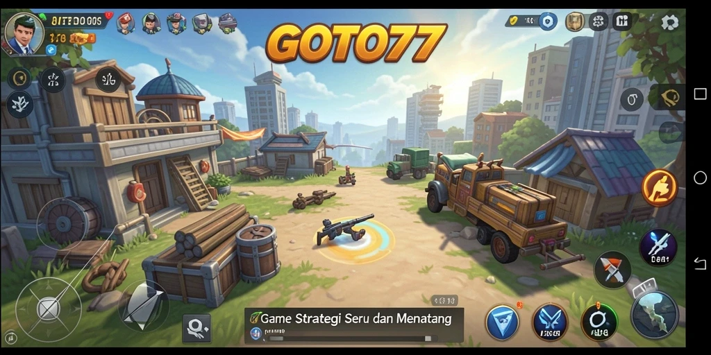 Screenshot utama GOTO77 menampilkan aksi gameplay SLG yang seru.