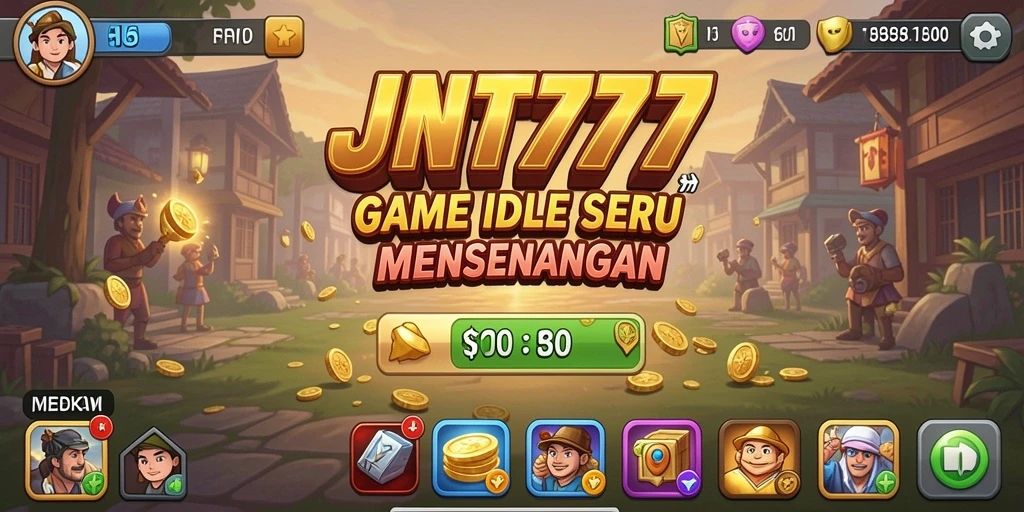 Tangkapan layar gameplay JNT777 yang menunjukkan kemajuan dalam game idle.