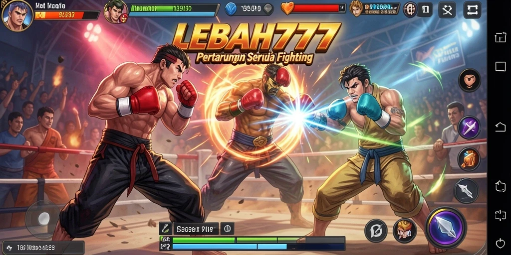 Screenshot gameplay LEBAH777 menampilkan pertarungan seru antara karakter.