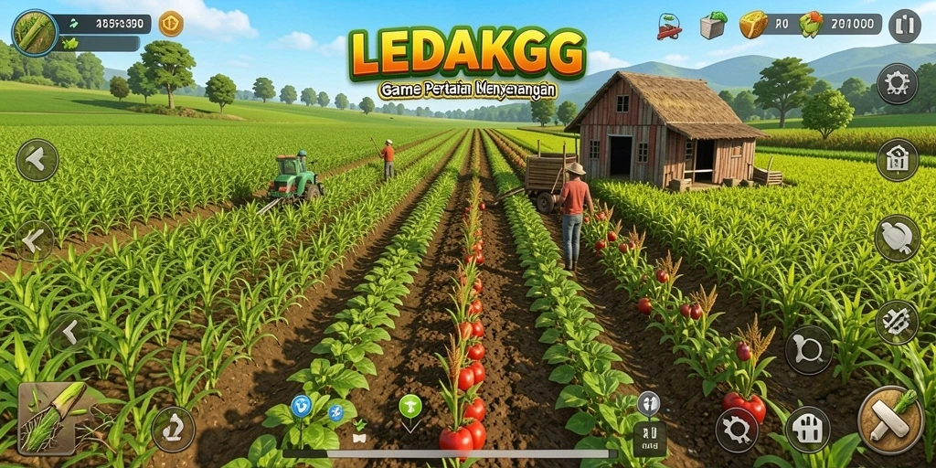 Tampilan menarik dari gameplay LEDAKGG yang penuh warna.