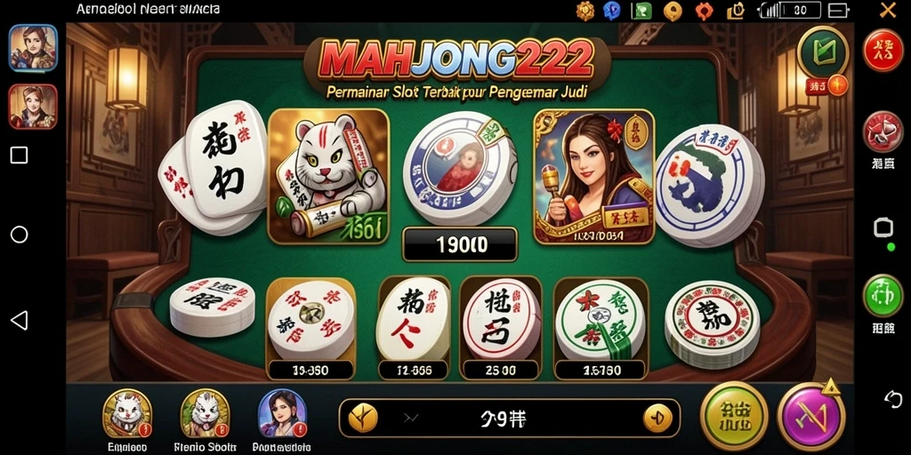Tampilan gameplay menarik dari slot MAHJONG222 yang penuh warna.
