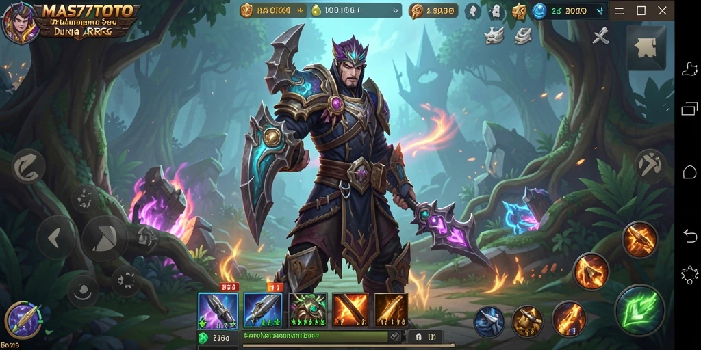Screenshot MAS77TOTO menampilkan pertarungan seru karakter di tengah dunia fantasi.