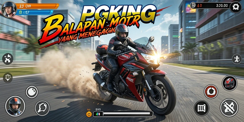 Screenshot PGKING menampilkan aksi balapan yang intens dan seru.