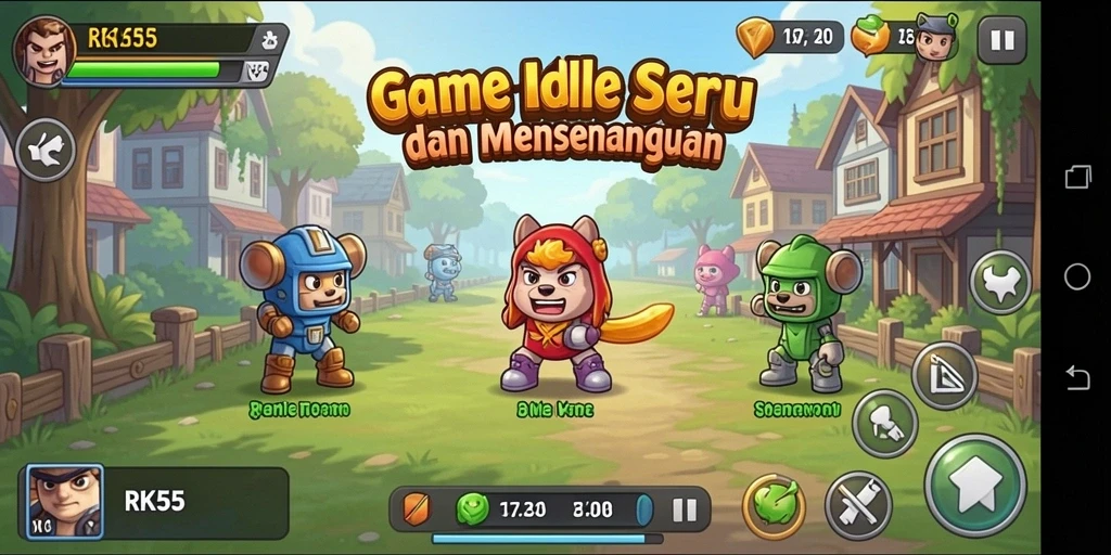 Tampilan menarik dari gameplay RK55 yang penuh warna.