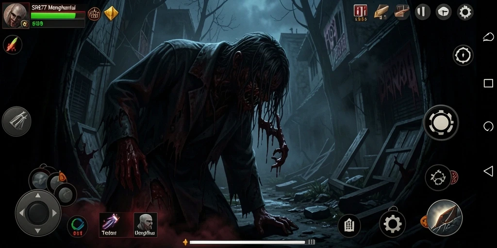 Tampilan gameplay SR877 yang menegangkan dengan suasana yang mencekam.