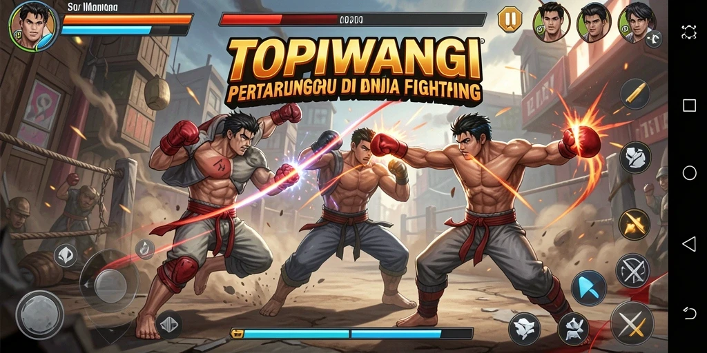 Tampilan pertarungan epik dalam game TOPIWANGI.