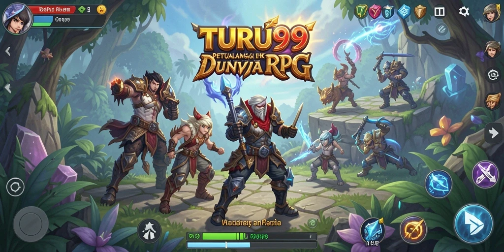 Tampilan gameplay <strong>TURU99</strong> yang menakjubkan dalam petualangan RPG.