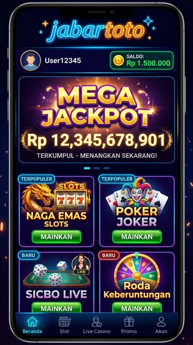 Menu kategori aplikasi pada jabartoto yang memudahkan navigasi.